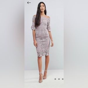 Paper Dolls Tall Bardot Midi Lace Dress